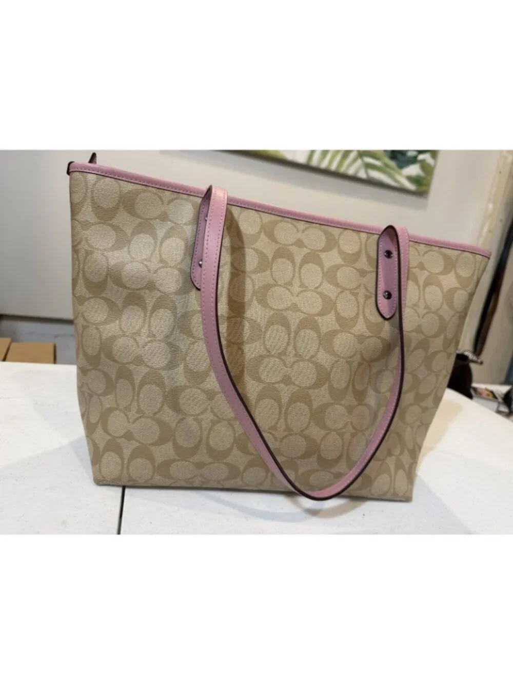Disney x Coach City Tote Signature Canvas Sleeping Beauty Patches Khaki